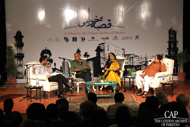 Members of the Qissa Khwani Bazaar panel discussing 'Theater in Pakistan'