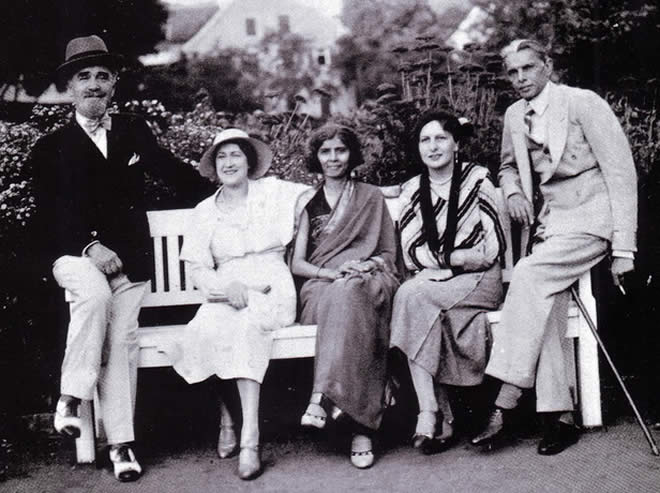 Mr Jinnah and Fatima Jinnah with friends Bombay