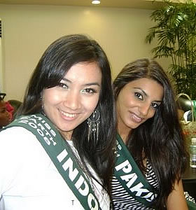 Miss Pakistan Earth with Miss Indonesia Earth