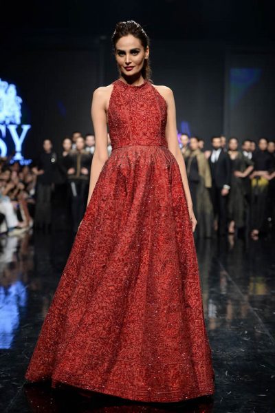 sanam chaudhry in red froq